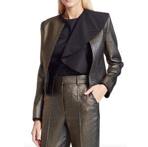 Akris Punto gold lame roundneck ladies blazer